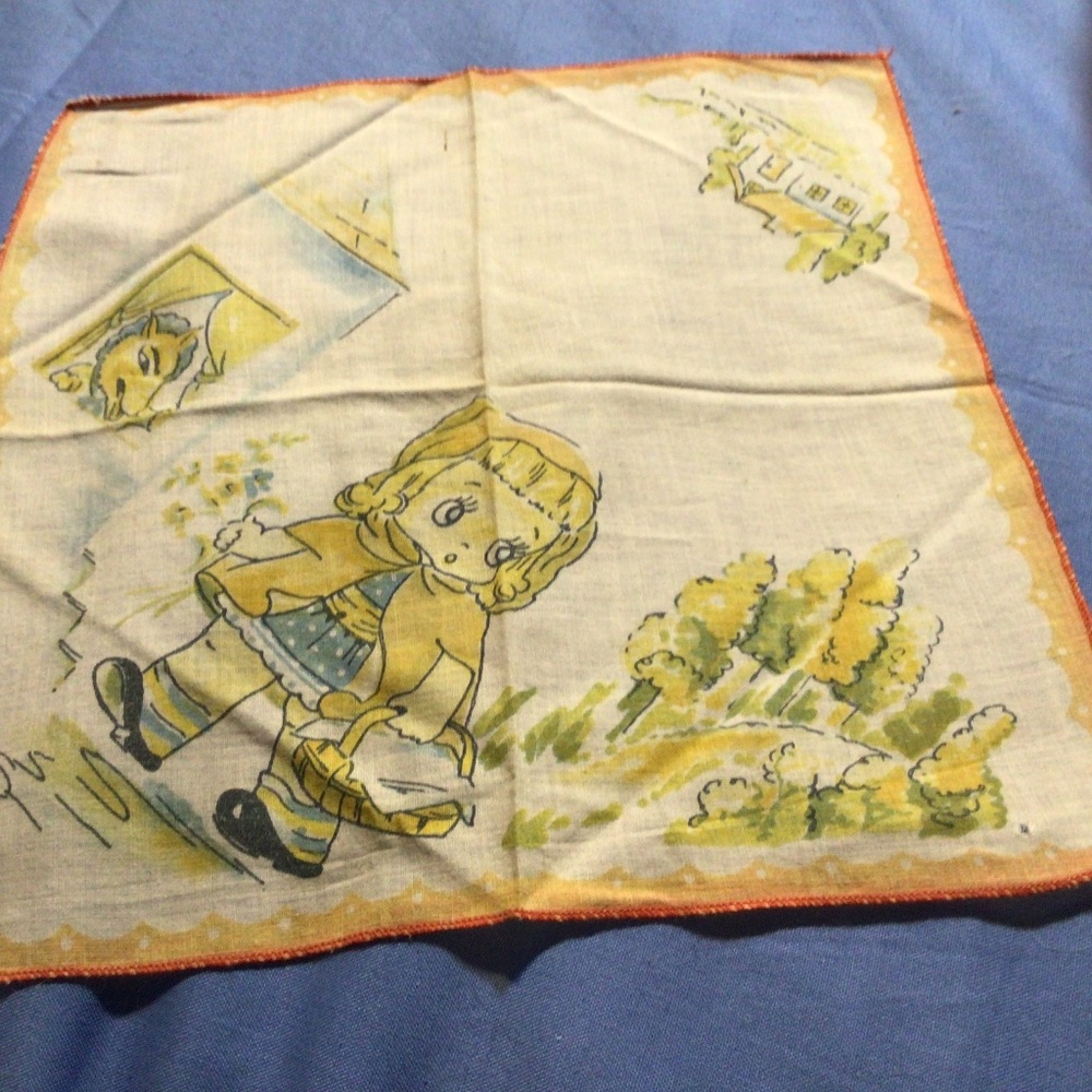 Hankie Little Red Riding Hood Vintage Childs Handkerchief